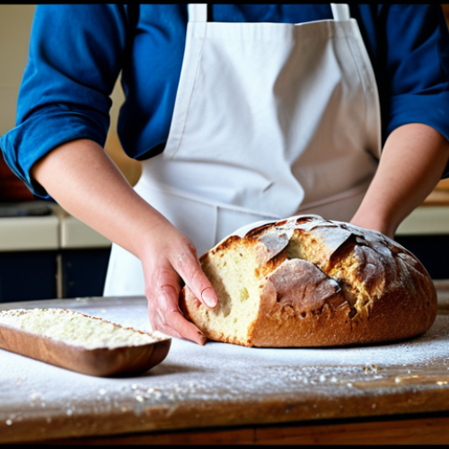 Home 8 "A rural Irish kitchen, a fully clothed woman baking soda bread, safe for work, appropriate attire, professional setting, perfect anatomy, natural proportions, well-formed hands, proper finger count, modest clothing, family-friendly environment."